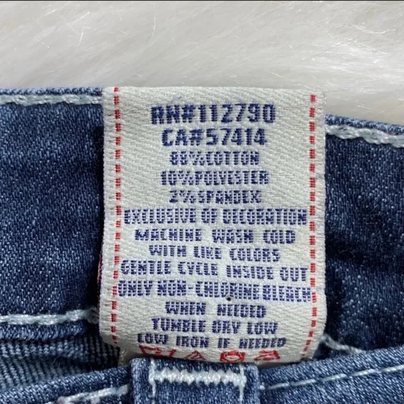 True Religion Straight Leg Low Rise Medium Wash Logo Embroidered Jeans - Picture 10 of 10